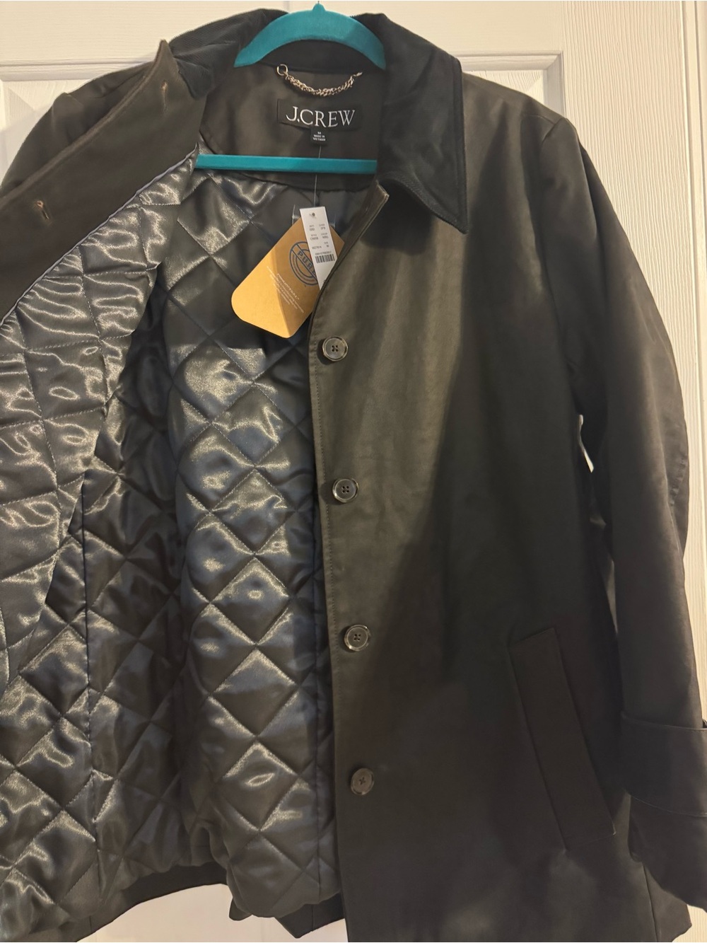 J. Crew Black Grey Coated Barn Jacket Button Front - Picture 8 of 12